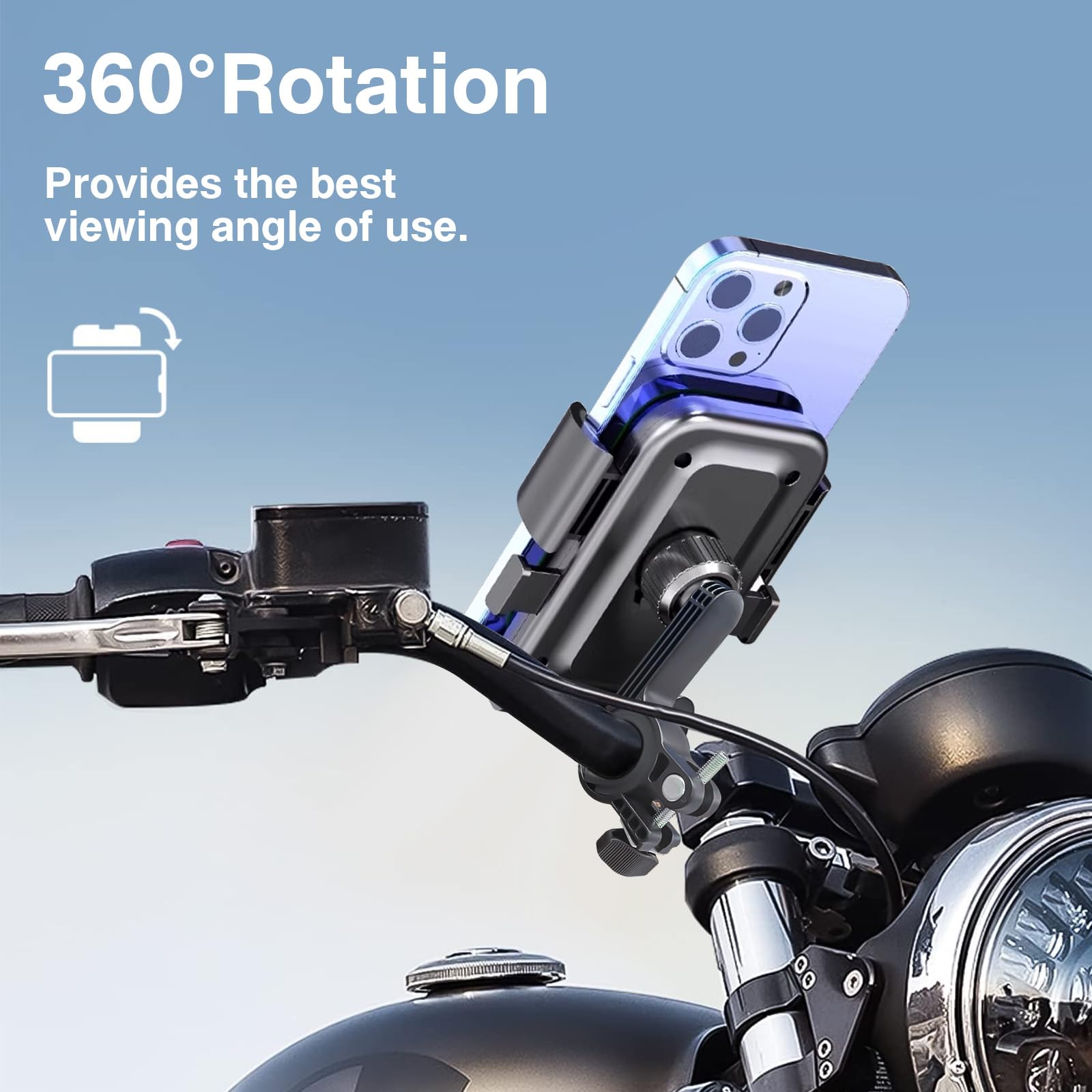 Lelekuai Bike Phone Mount Holder For Electric Scooter, Motorcycle & Ebike - Universal Handlebar Cell Phone Holder, Anti-Shake De